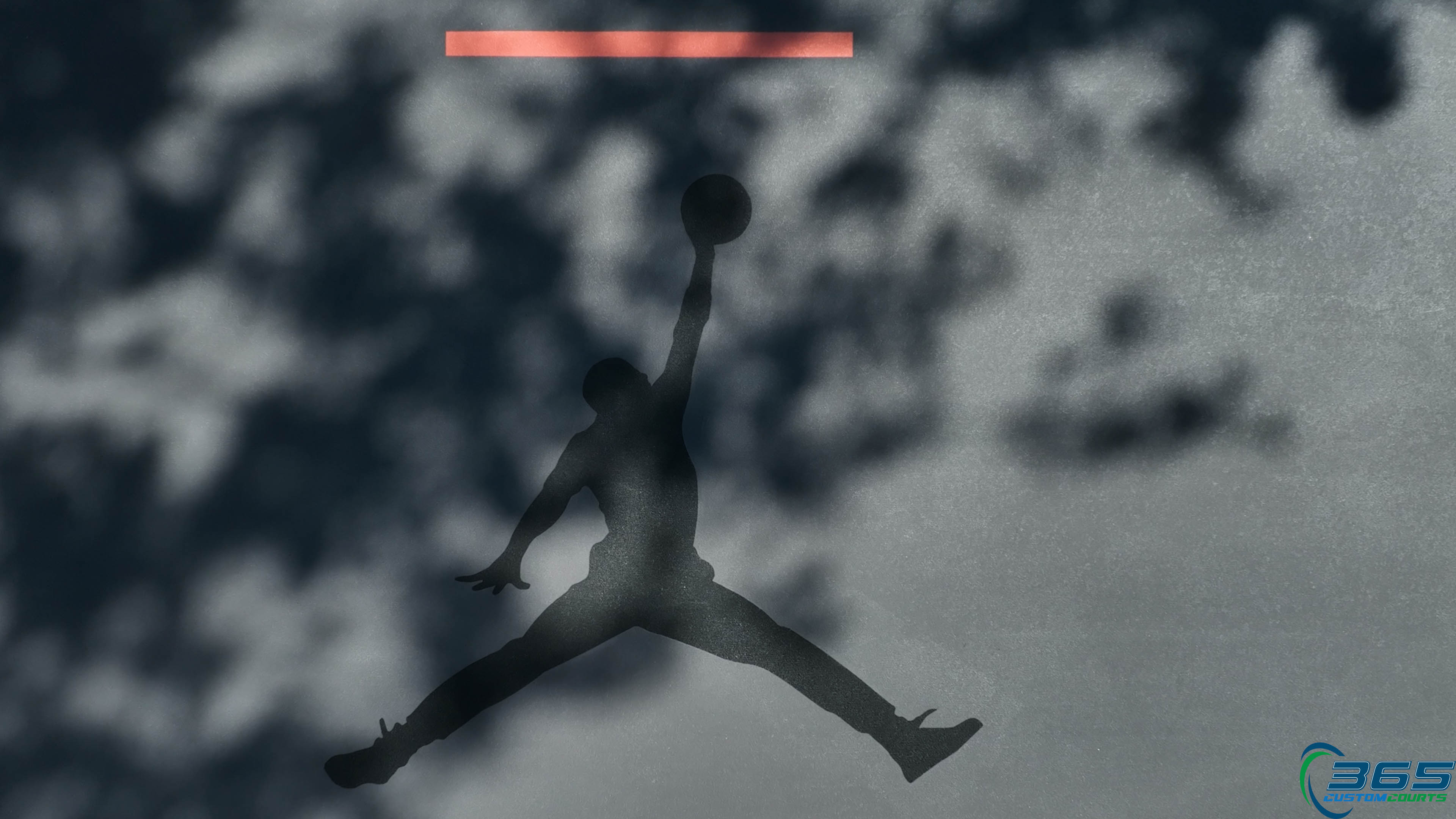 Custom basketball court with a Jumpman logo