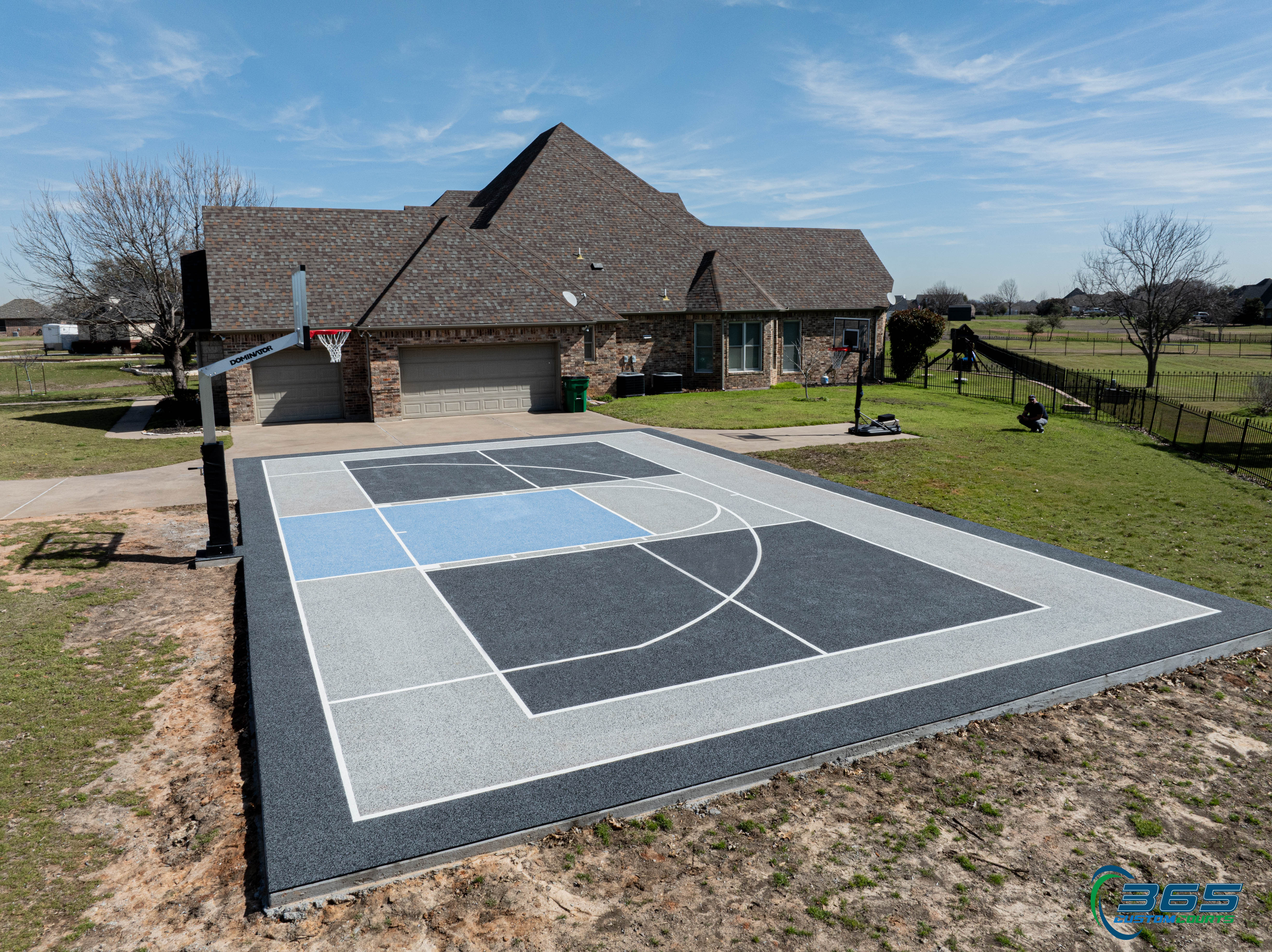 Aerial view of a multi-sport court in Haslet