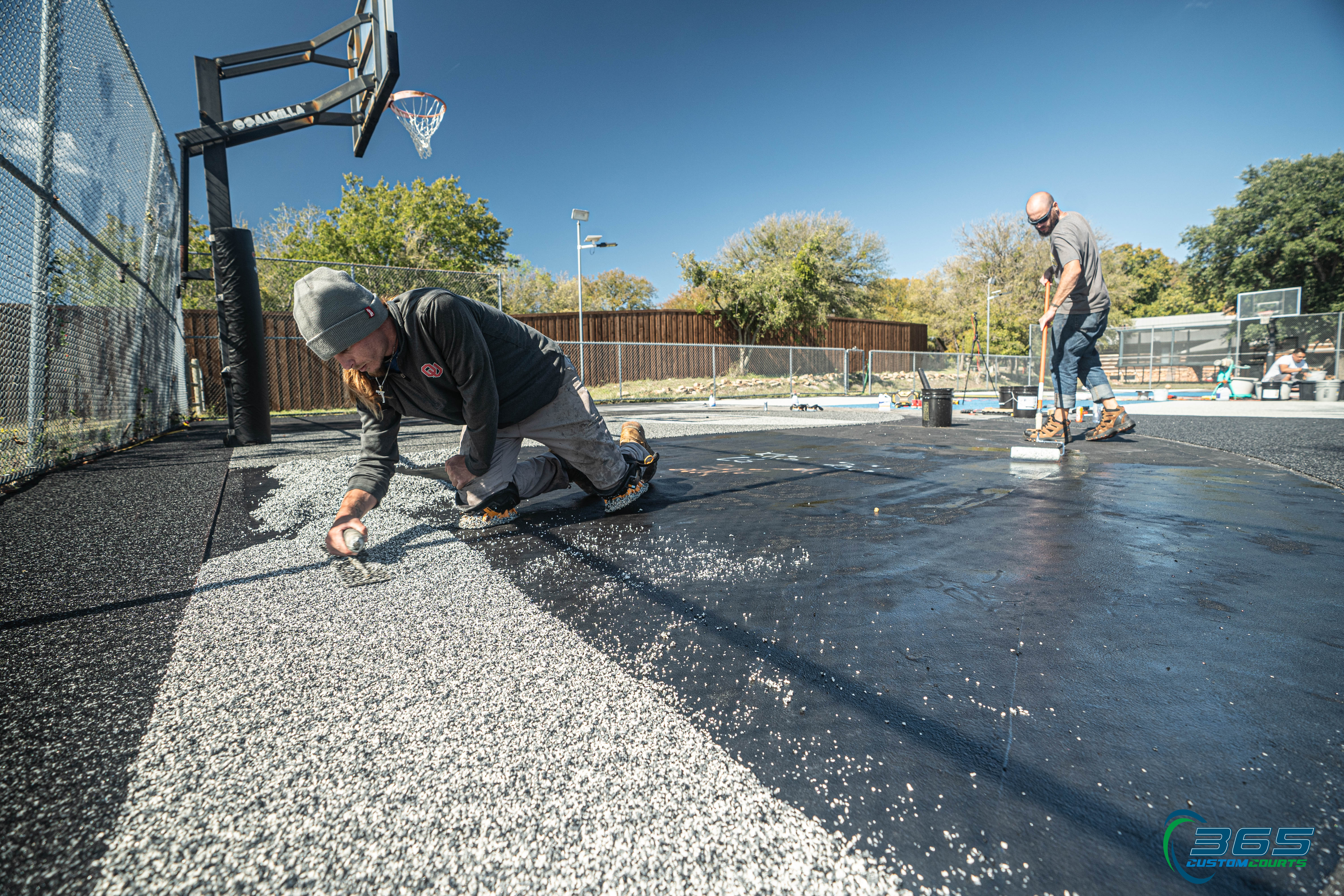 Custom blue pickleball court in Willow Park